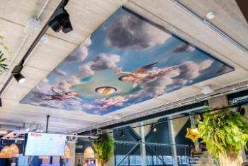 Kuvallinen akustiikkapaneeli katossa 350x230